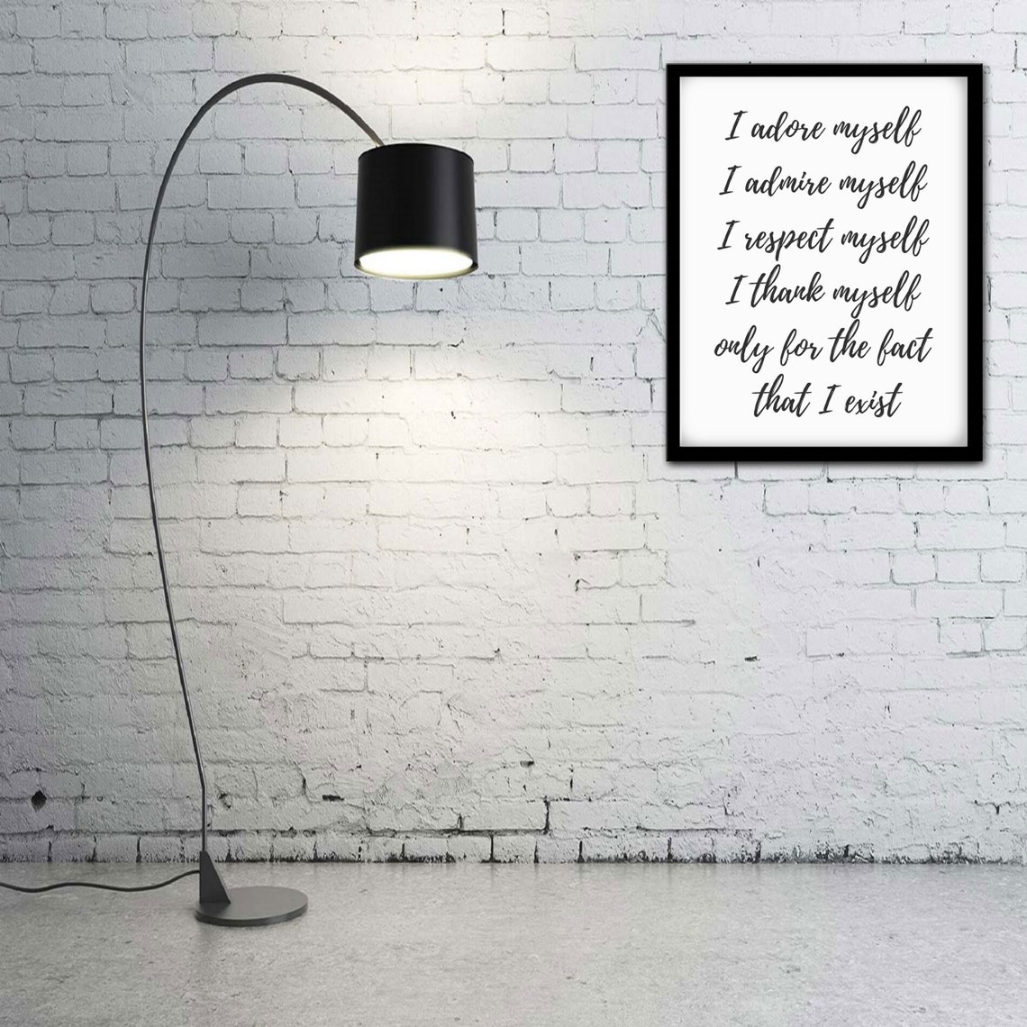 I Adore Myself Self Love Affirmation Script Typography Poster - Image 2