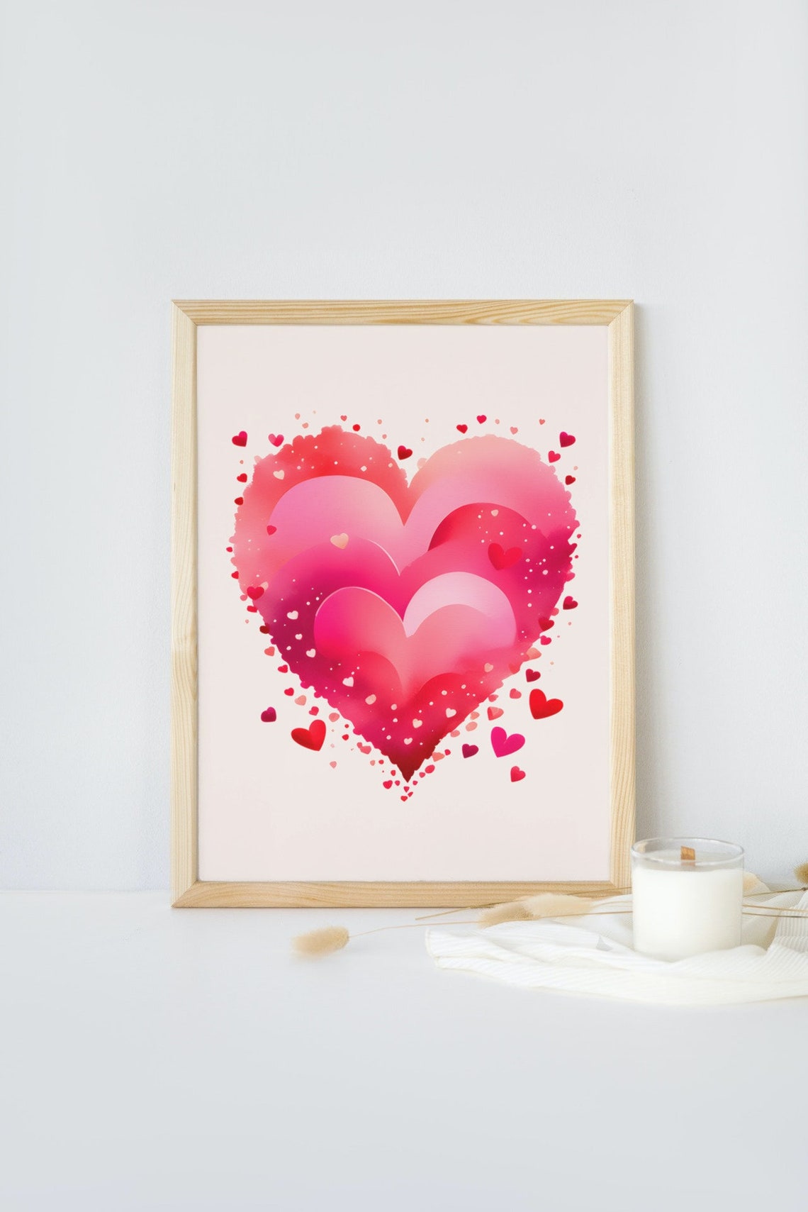 Pink Watercolor Layered Hearts Romantic Blush Love Wall Poster