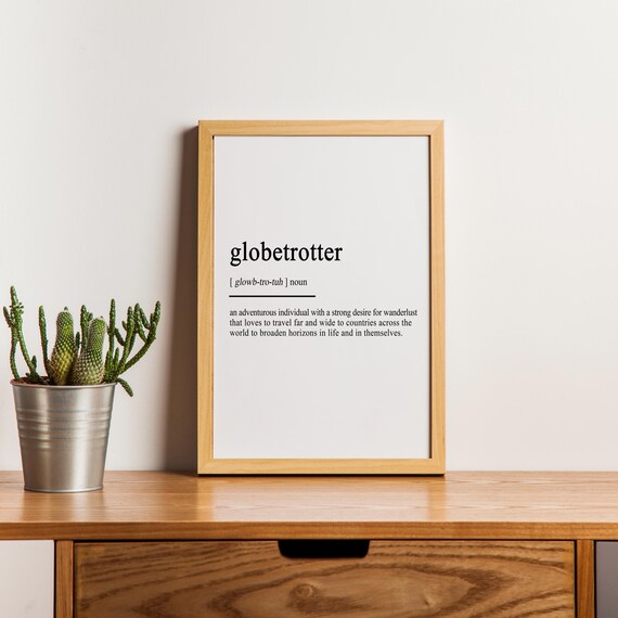 Globetrotter Definition Wanderlust Travel Dictionary Typography Poster Gift