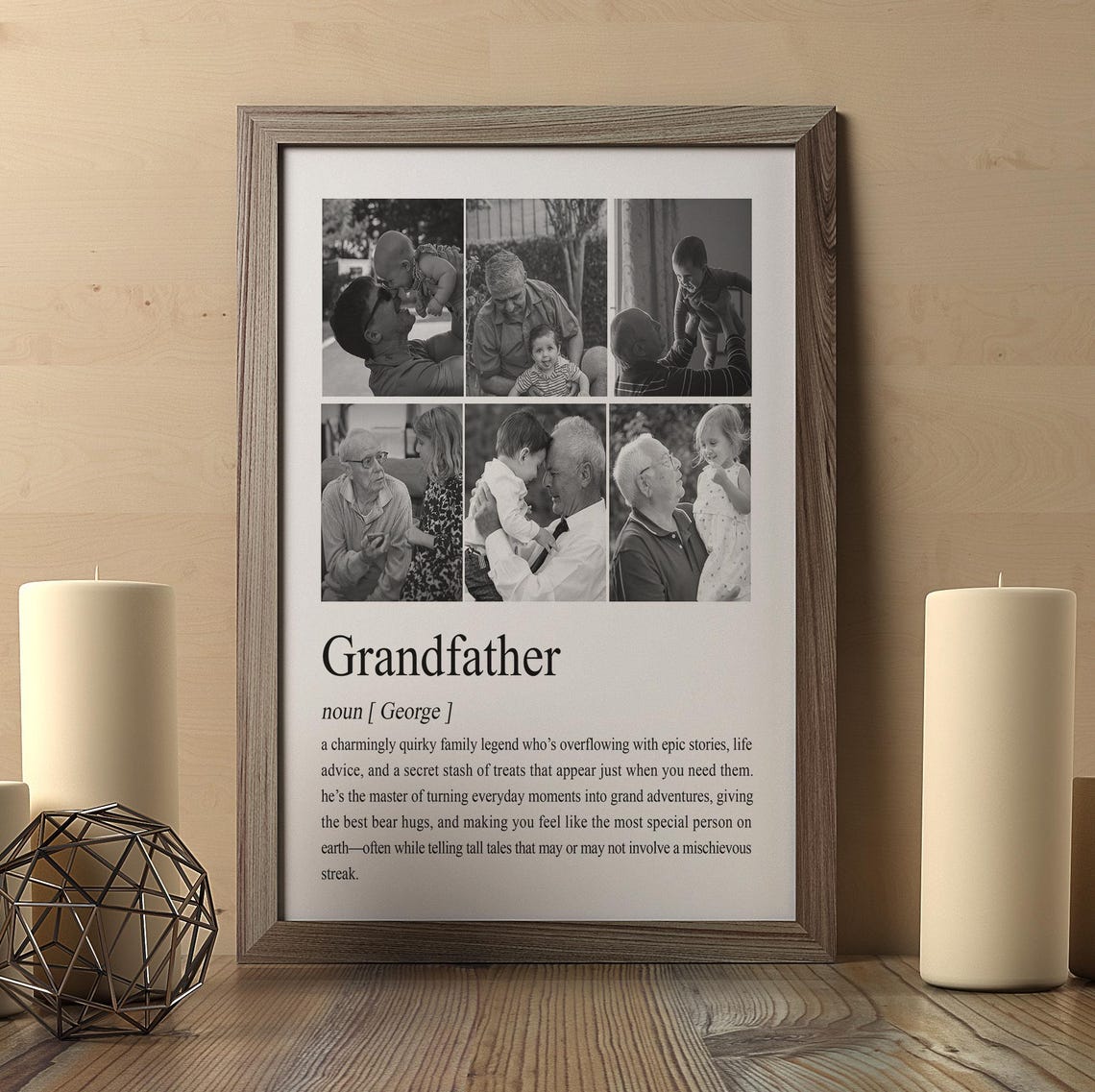 Personalized Grandfather Photo Collage Definition Gift Poster - Image 2