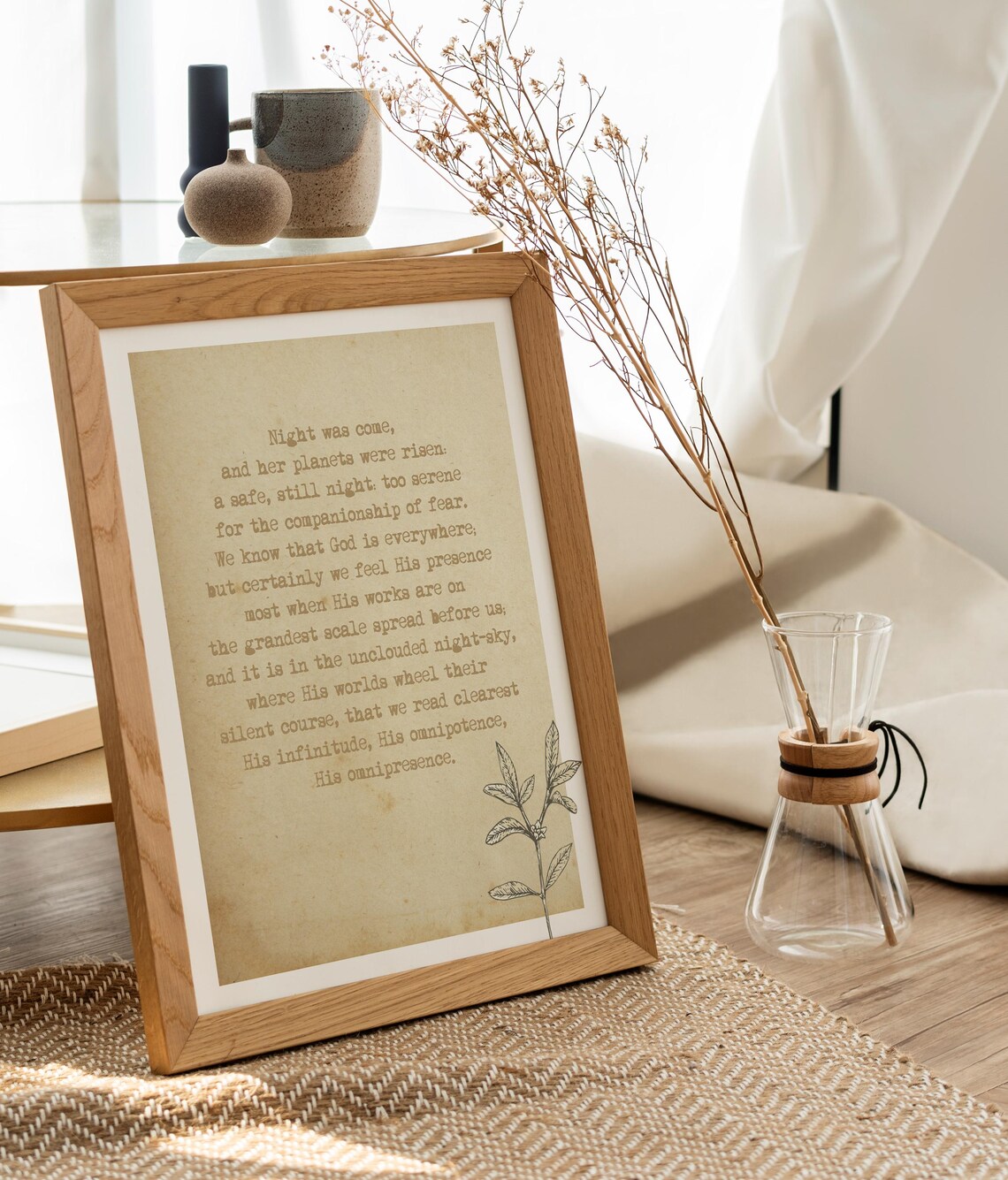 Jane Eyre Night Was Come Passage Typewriter Book Lover Quote Art Poster - Image 2