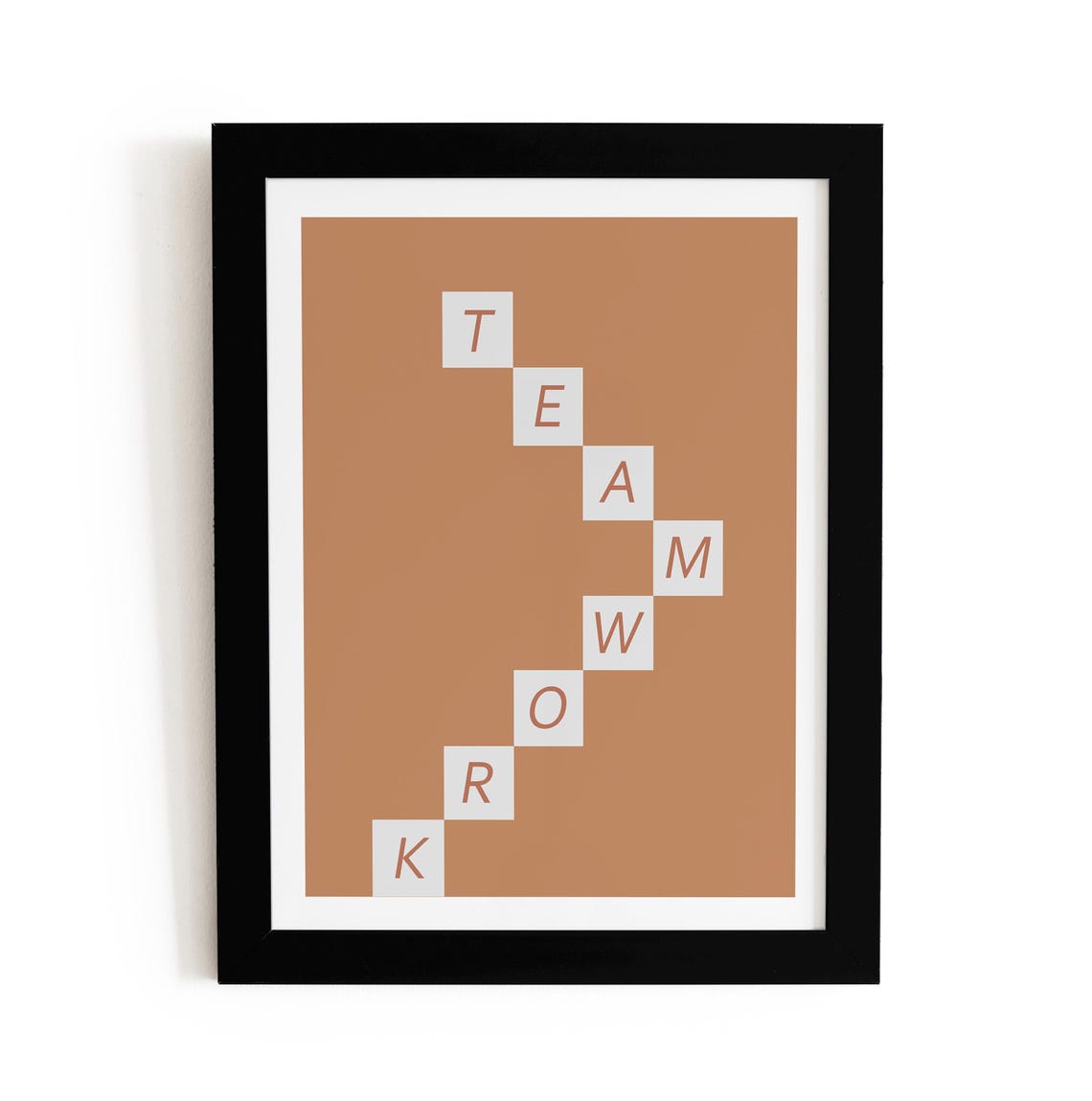 Teamwork Scrabble Tile Letter Diagonal Minimalist Office Poster