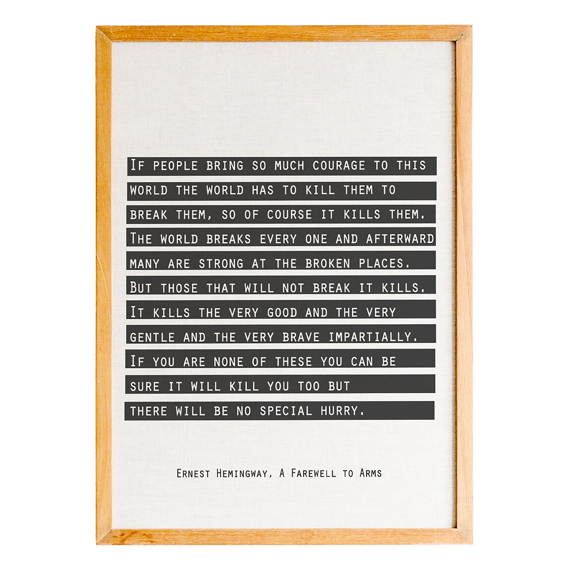 Ernest Hemingway A Farewell to Arms Quote Typewriter Style Poster