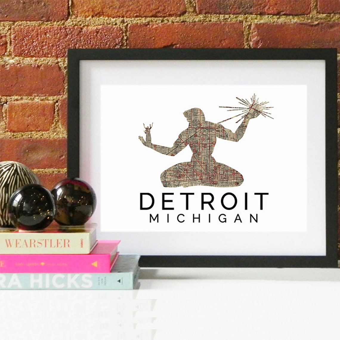 Detroit Print Detroit Skyline Detroit Art Detroit Poster Detroit Watercolor Detroit Art Print Detroit Map Detroit Wall Art - Image 2
