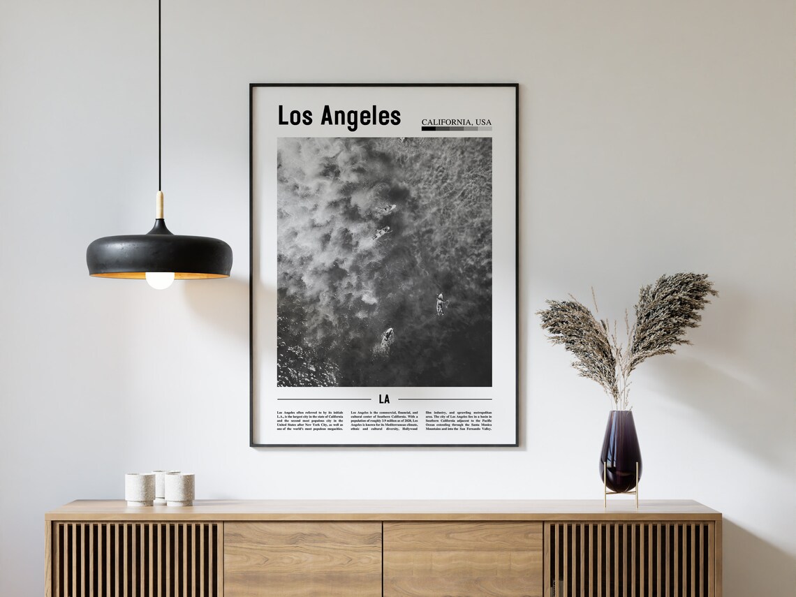 Los Angeles Poster Black And White Los Angeles Print Black And White Los Angeles Wall Art Minimal Travel Print Travel Poster - Image 4