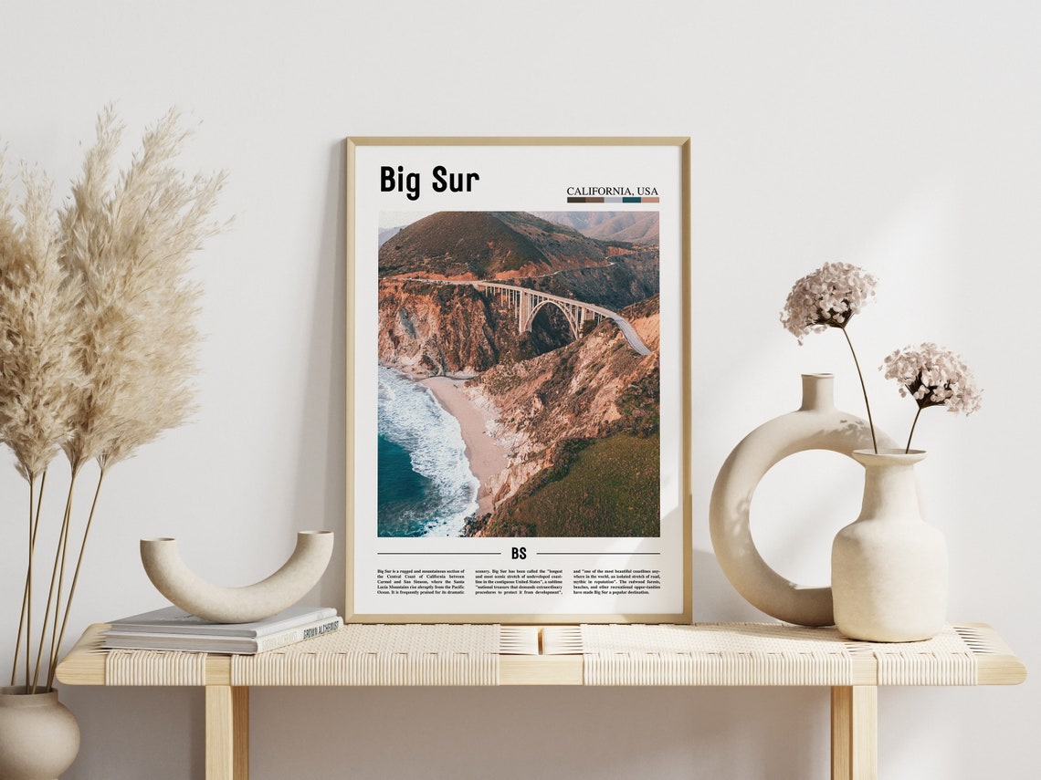 Big Sur Poster Big Sur Print Big Sur Wall Art Minimal Travel Print Minimal City Poster Travel Destination Oil Painting Poster - Image 5