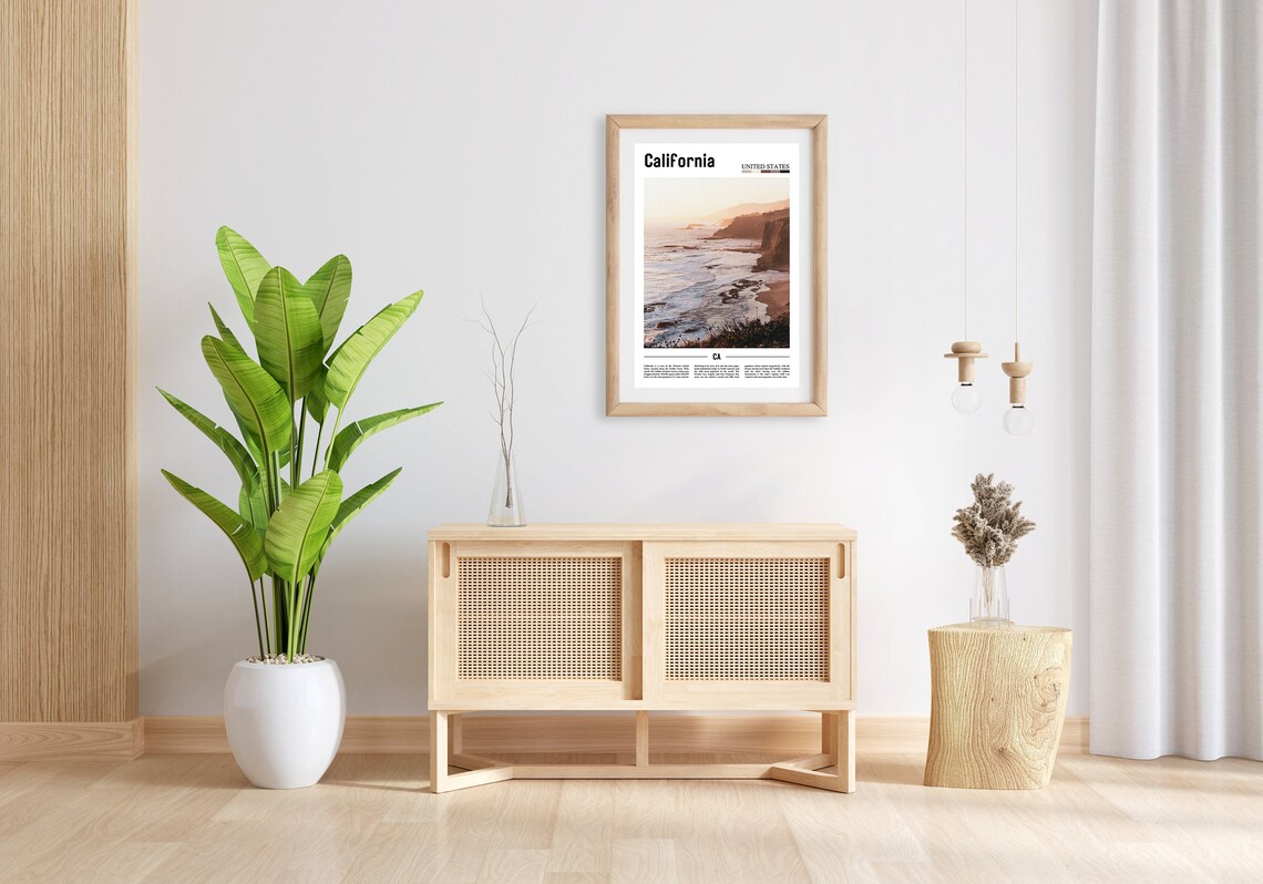 California Minimal Travel Poster, Oil Painting - Image 3