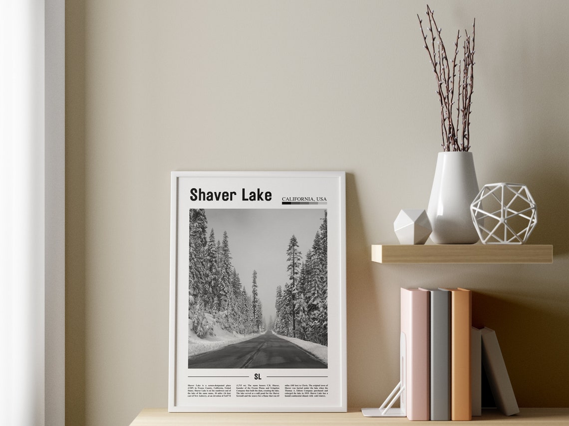 Shaver Lake Poster Black And White Shaver Lake Print Black And White Shaver Lake Wall Art Minimal Travel Print Travel Poster - Image 3