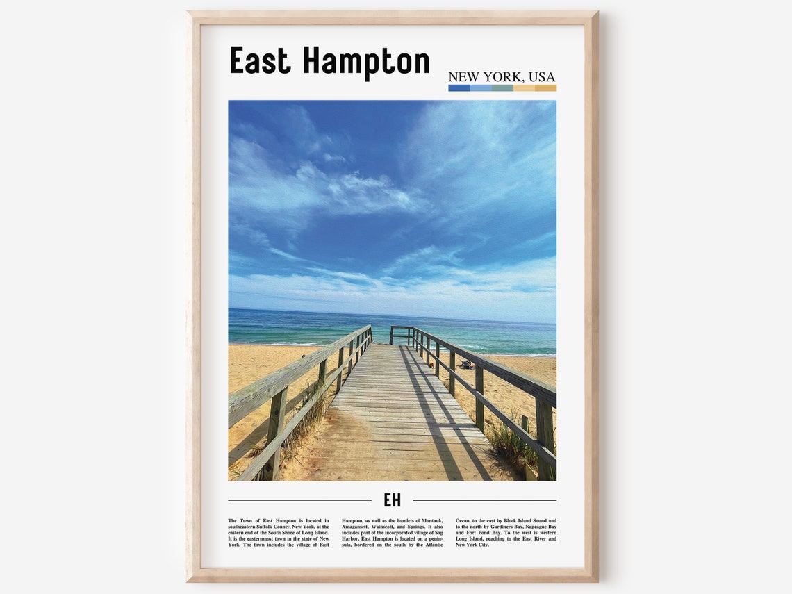 East Hampton Print East Hampton Poster East Hampton Wall Art Oil Painting Poster City Print City Artwork Travel Artwork Travel Wall Art
