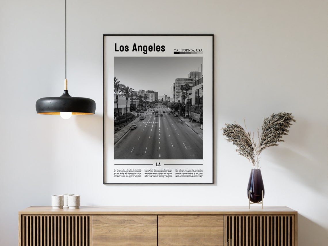 Los Angeles Poster Black And White Los Angeles Print Black And White Los Angeles Wall Art Minimal Travel Print Travel Poster - Image 4