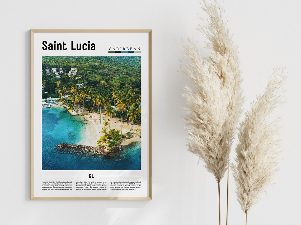 Saint Lucia Travel Poster, Caribbean Photo Print - Image 4