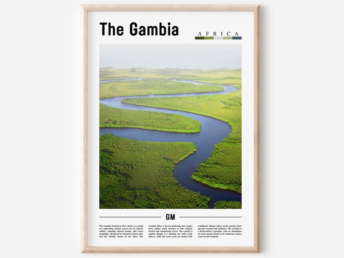 The Gambia Poster The Gambia Print The Gambia Wall Art Minimal Travel Print Travel Destination Oil Painting Poster