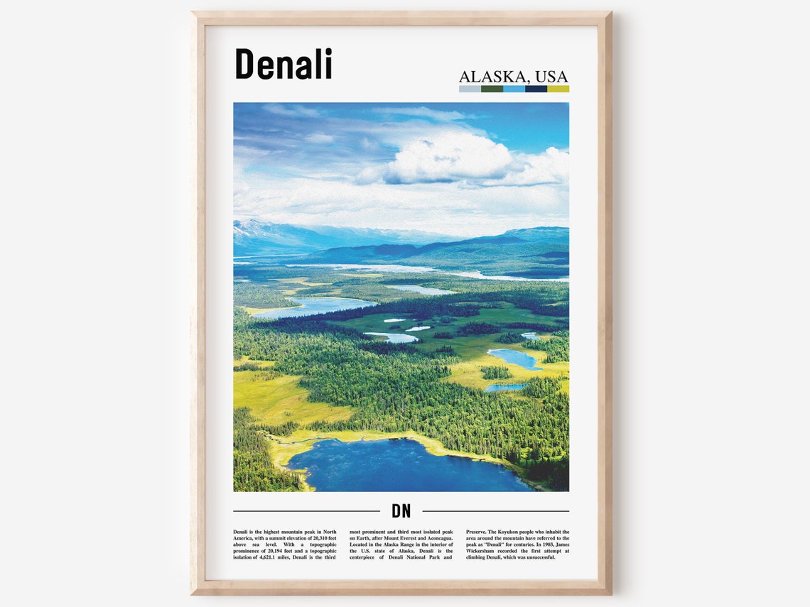 Denali Print Denali Poster Denali Wall Art Oil Painting Poster Colorful City Print City Artwork Travel Artwork Travel Wall Art