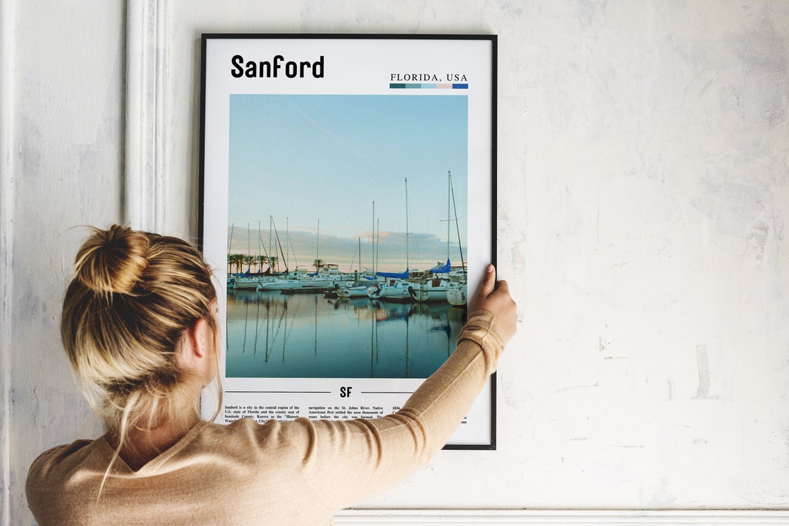 Sanford Print Sanford Poster Sanford Wall Art Oil Painting Poster Colorful City Print City Artwork Travel Artwork Travel Wall Art - Image 4
