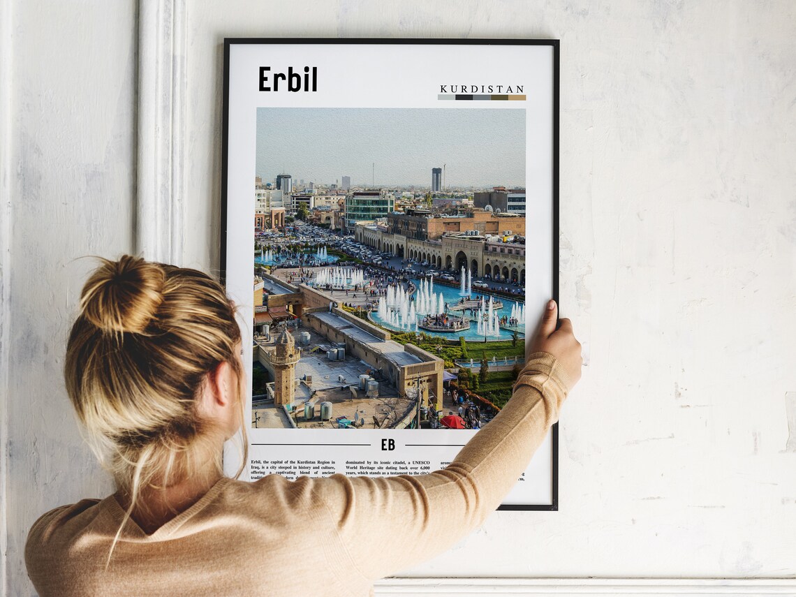 Erbil Poster Erbil Print Erbil Wall Art Minimal Travel Print Travel Destination Oil Painting Poster - Image 5
