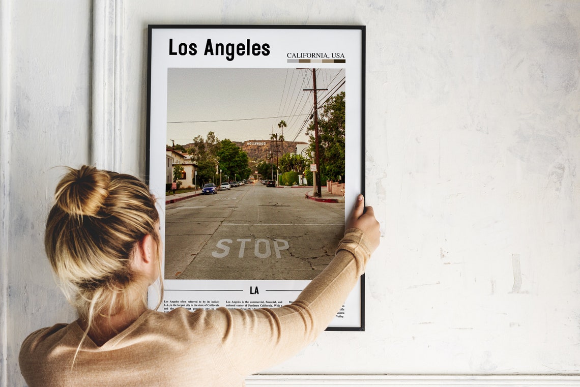 Los Angeles Print Los Angeles Poster Los Angeles Wall Art Minimal Travel Print Minimal City Poster Oil Painting Poster - Image 5
