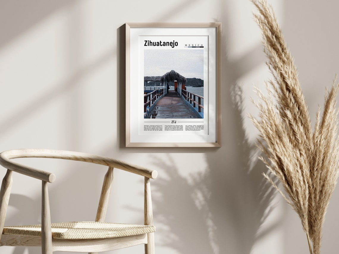 Zihuatanejo Poster Zihuatanejo Print Zihuatanejo Wall Art Minimal Travel Print Travel Destination Oil Painting Poster - Image 2