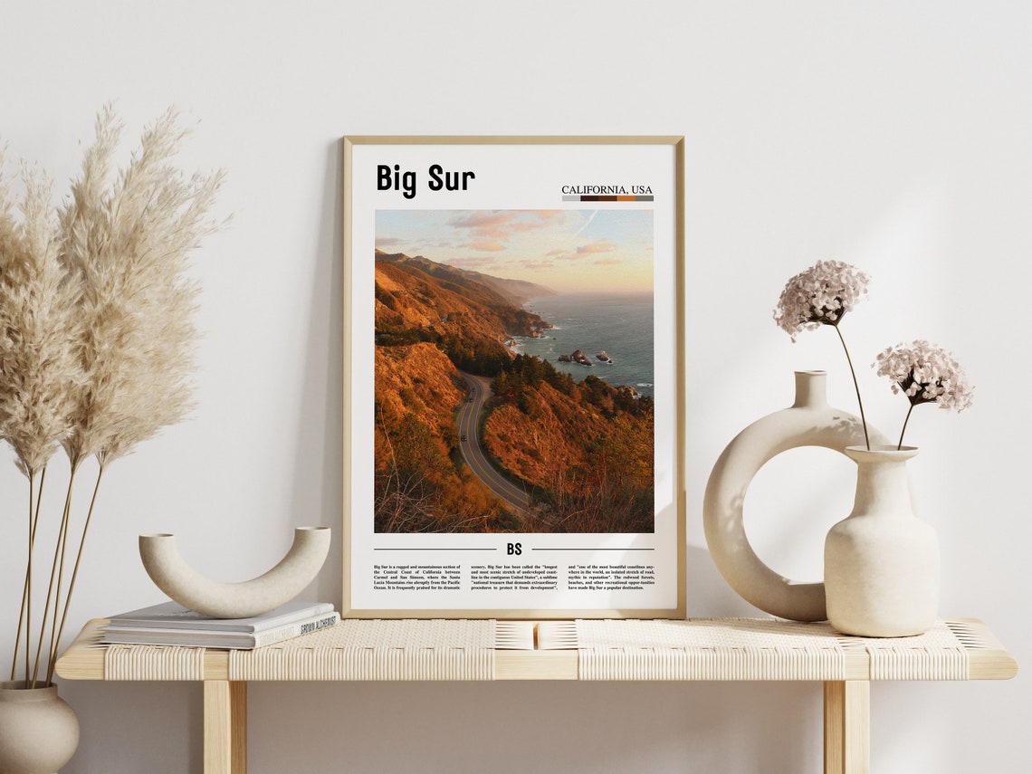 Big Sur Print Big Sur Poster Big Sur Wall Art Minimal Travel Print Minimal City Poster Travel Destination City Print Oil Painting Poster - Image 5