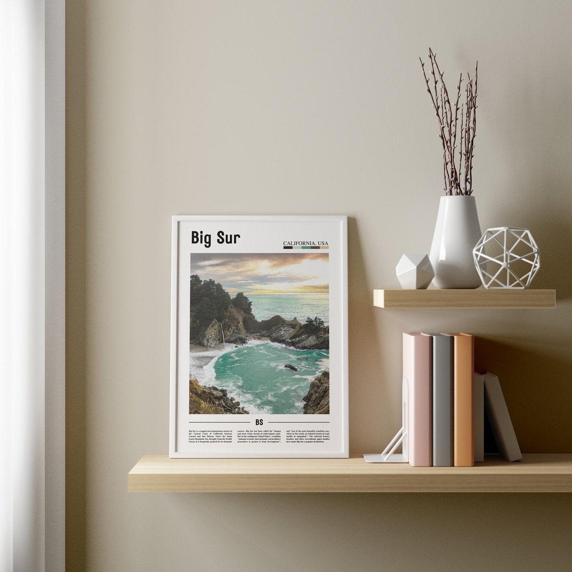 Big Sur Poster Big Sur Print Big Sur Wall Art Minimal Travel Print Minimal City Poster Travel Destination Oil Painting Poster - Image 2