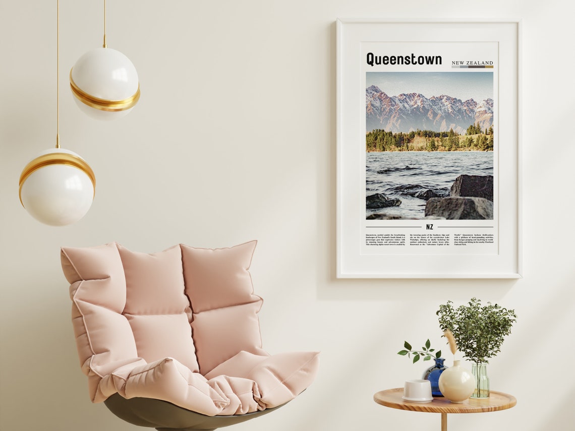 Queenstown Poster Queenstown Print Queenstown Wall Art Minimal Travel Print Travel Destination Oil Painting Poster - Image 5
