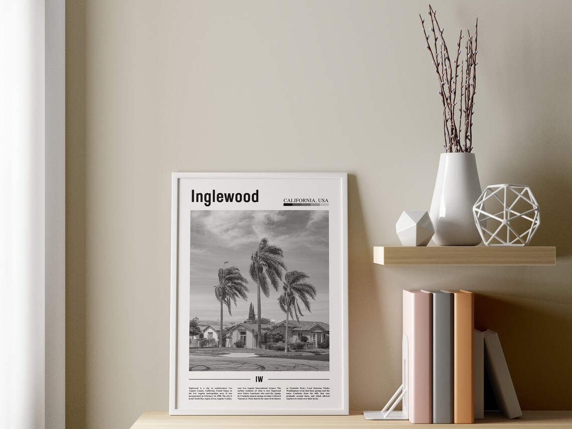 Inglewood Poster Black And White Inglewood Print Black And White Inglewood Wall Art Minimal Travel Print Travel Poster - Image 3