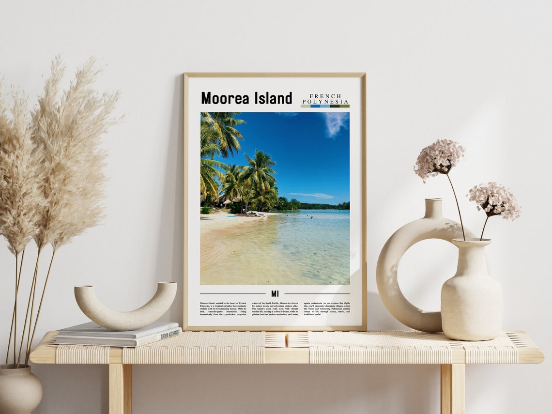 Moorea Island Poster Moorea Island Print Moorea Island Wall Art Minimal Travel Print Travel Destination Oil Painting Poster - Image 6