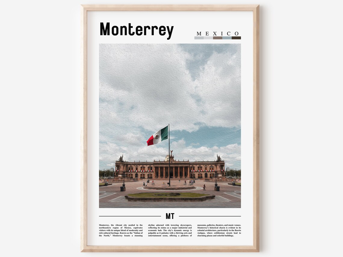 Monterrey Minimal Travel Poster, Oil Painting