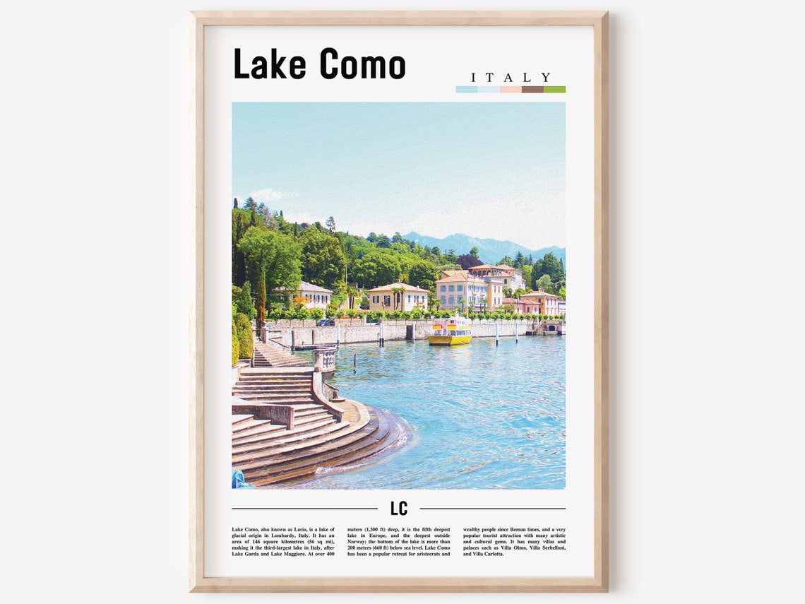 Lake Como Print Lake Como Poster Lake Como Wall Art Oil Painting Poster Colorful City Print City Artwork Travel Artwork Travel Wall Art