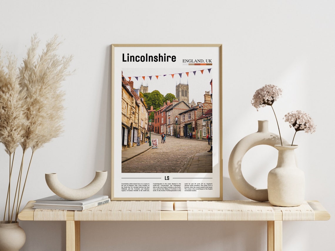 Lincolnshire Print Lincolnshire Poster Lincolnshire Wall Art Minimal Travel Print Minimal City Poster Travel Oil Painting Poster - Image 5