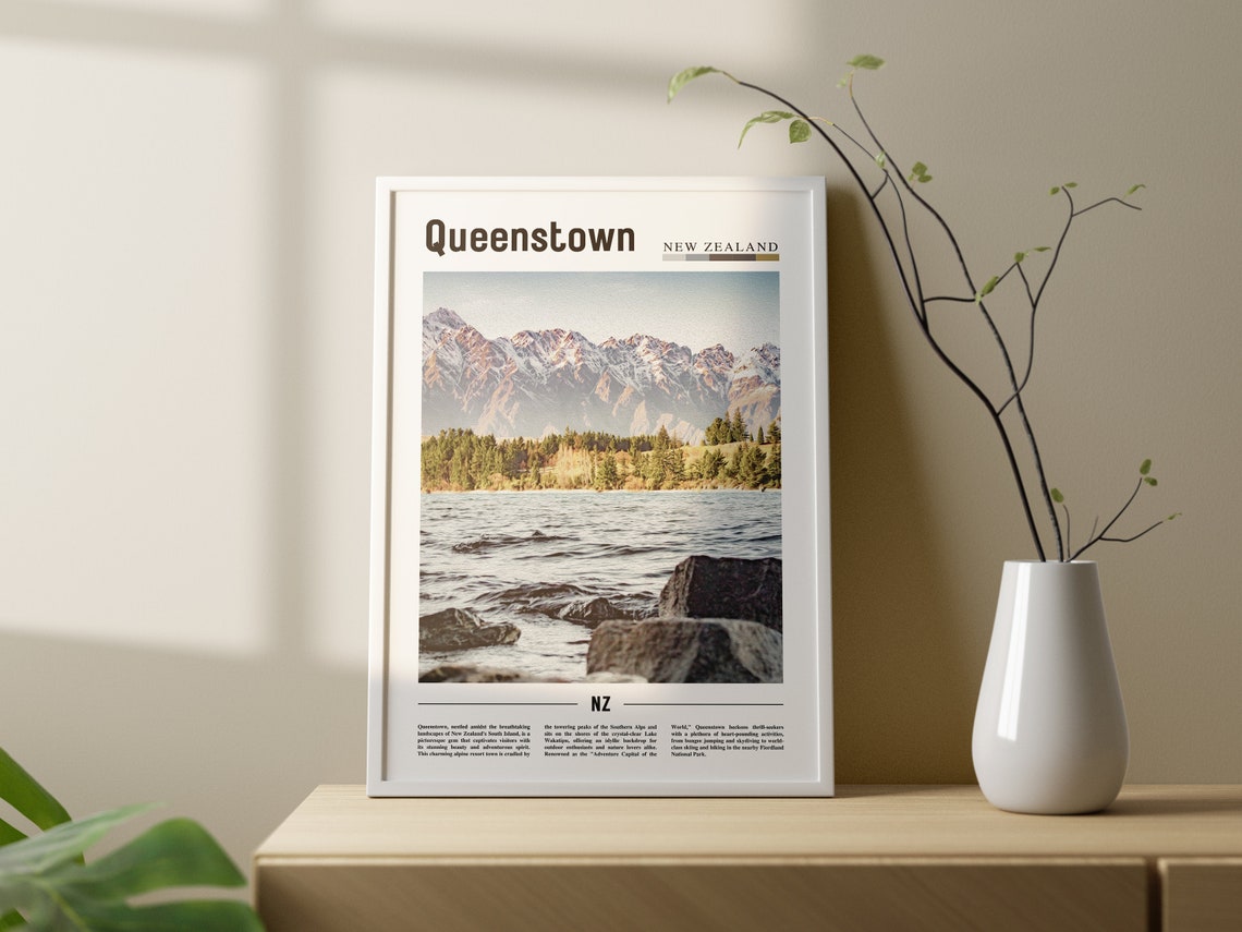 Queenstown Poster Queenstown Print Queenstown Wall Art Minimal Travel Print Travel Destination Oil Painting Poster - Image 6