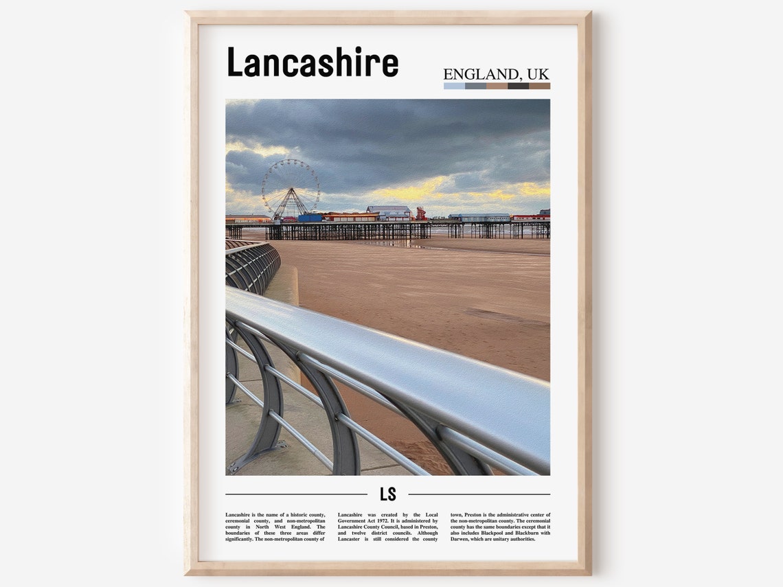 Lancashire Print Lancashire Poster Lancashire Wall Art Oil Painting Poster Colorful City Print City Artwork Travel Artwork Travel Art
