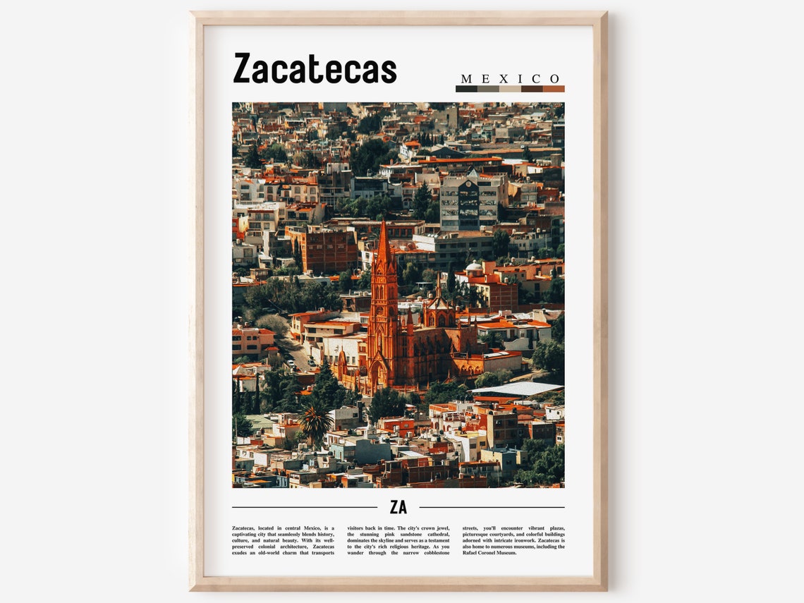 Zacatecas Poster Zacatecas Print Zacatecas Wall Art Minimal Travel Print Travel Destination Oil Painting Poster