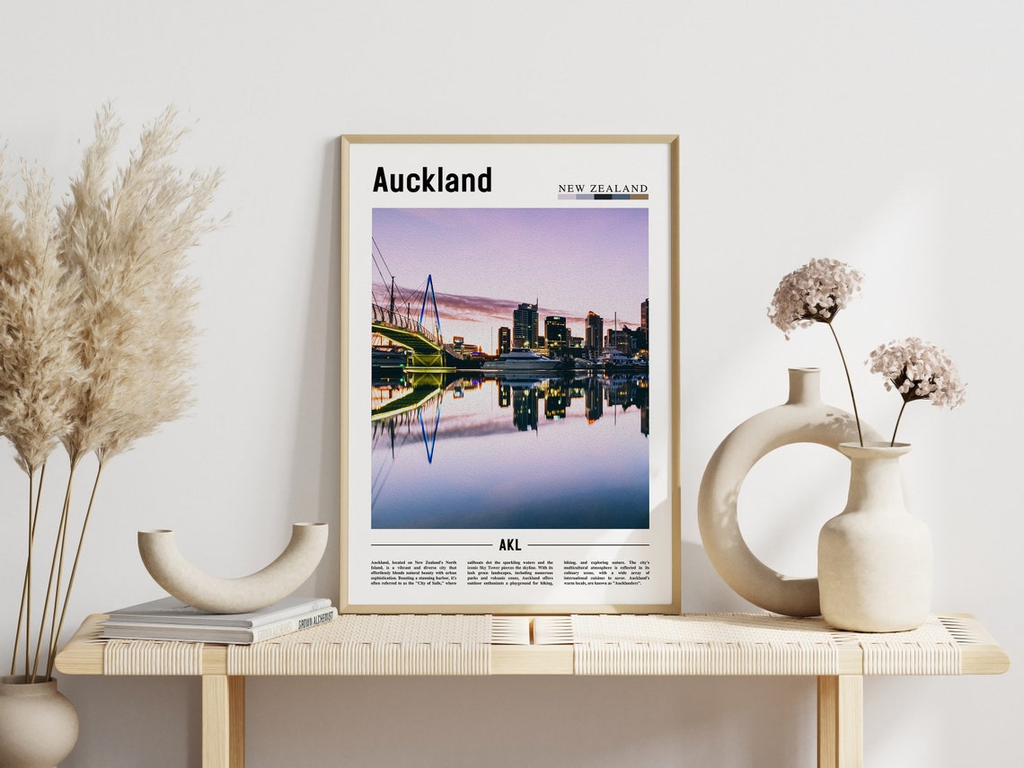 Auckland Poster Auckland Print Auckland Wall Art Minimal Travel Print Travel Destination Oil Painting Poster - Image 6
