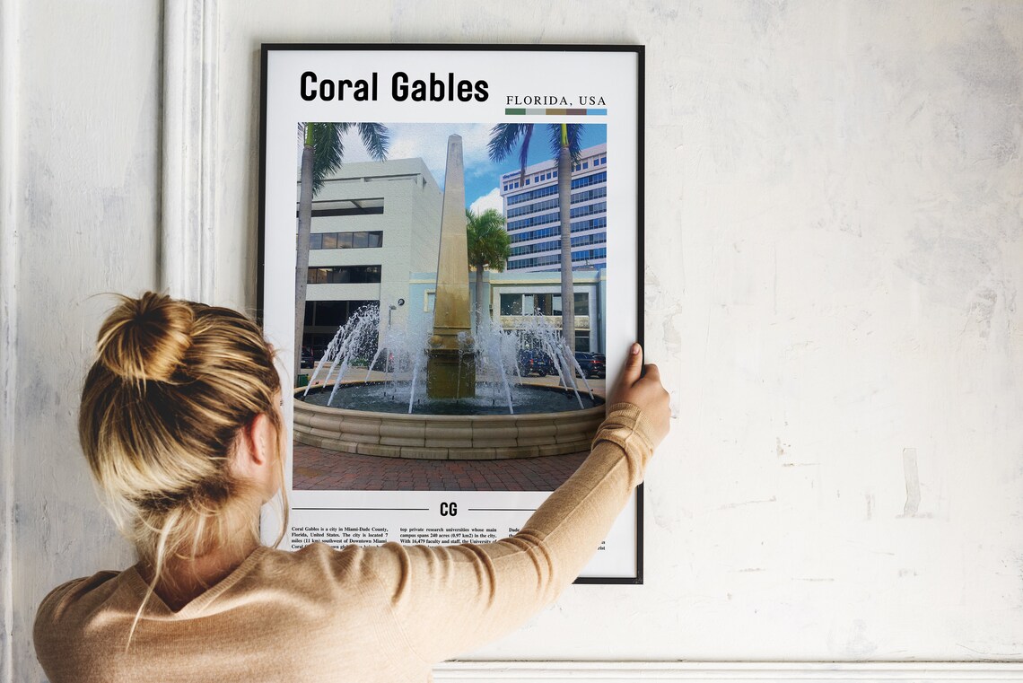 Coral Gables Travel Poster, City Artwork - Image 4