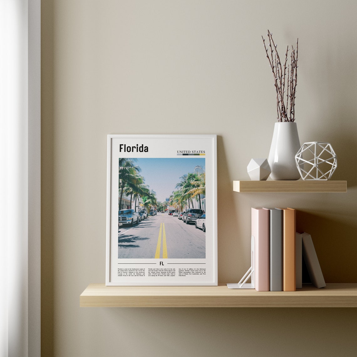 Florida Poster Florida Print Florida Wall Art Minimal Travel Print Minimal City Poster Travel Destination Oil Painting Poster - Image 2