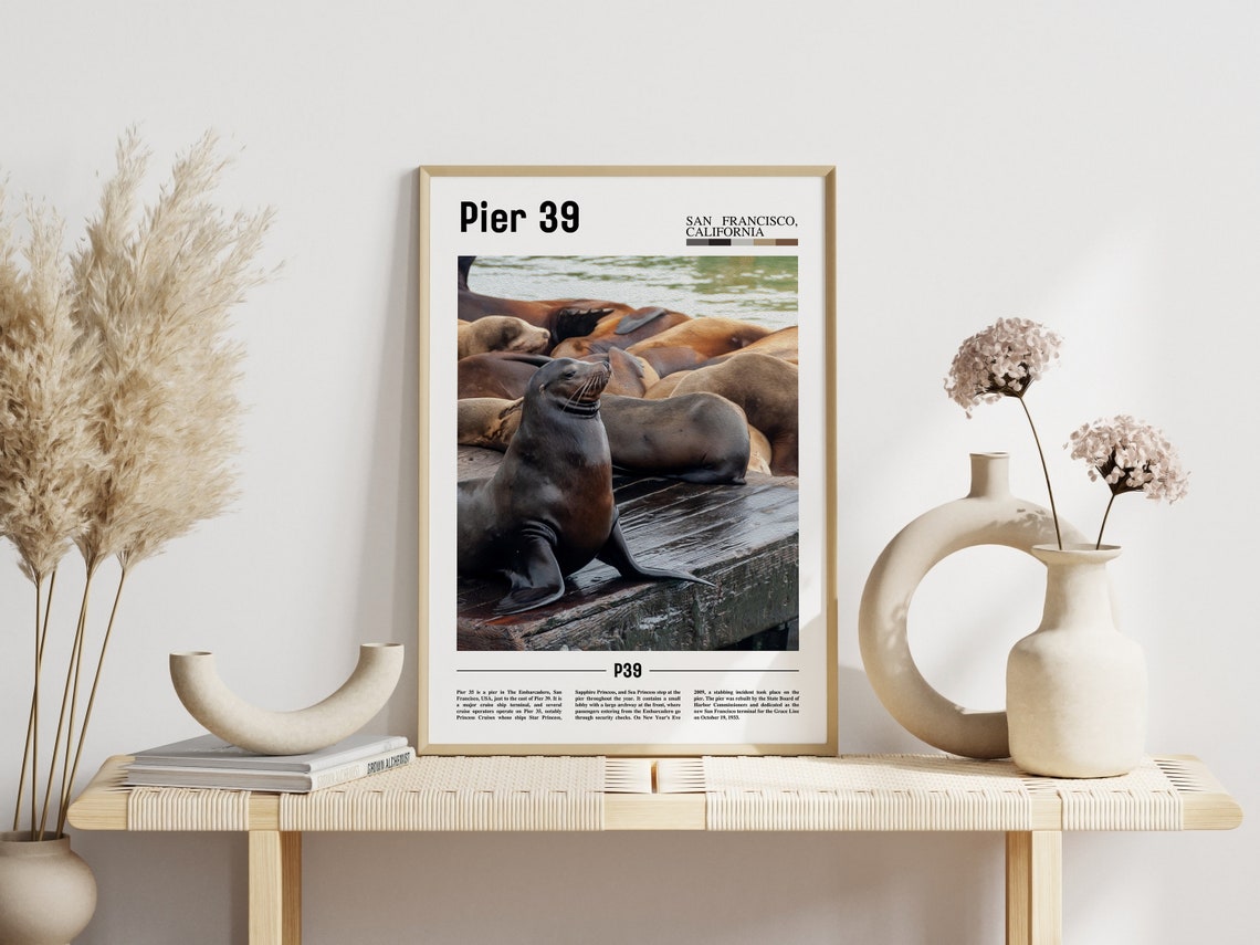 Pier 39 Print Pier 39 Poster Pier 39 Wall Art Minimal Travel Print Minimal City Poster Travel Destination Print Oil Painting Poster - Image 6