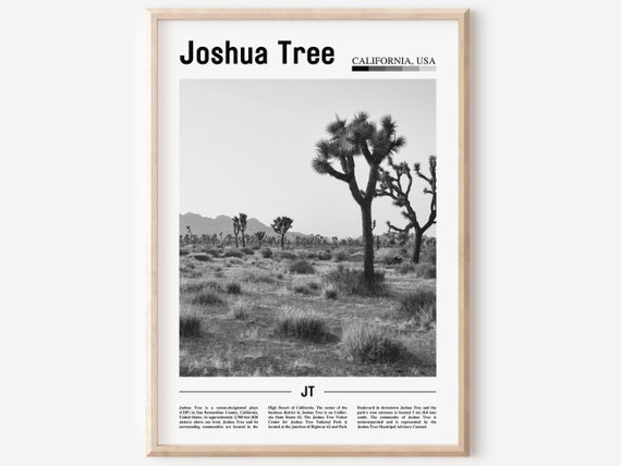 Joshua Tree Poster Black And White Joshua Tree Print Black And White Joshua Tree Wall Art Minimal Travel Print Travel Poster