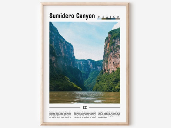 Sumidero Canyon Poster Sumidero Canyon Print Sumidero Canyon Wall Art Minimal Travel Print Travel Destination Oil Painting Poster