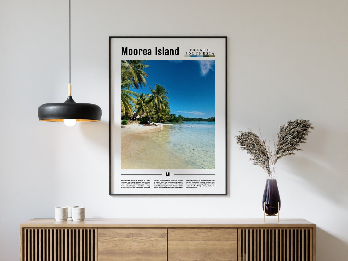 Moorea Island Poster Moorea Island Print Moorea Island Wall Art Minimal Travel Print Travel Destination Oil Painting Poster - Image 4