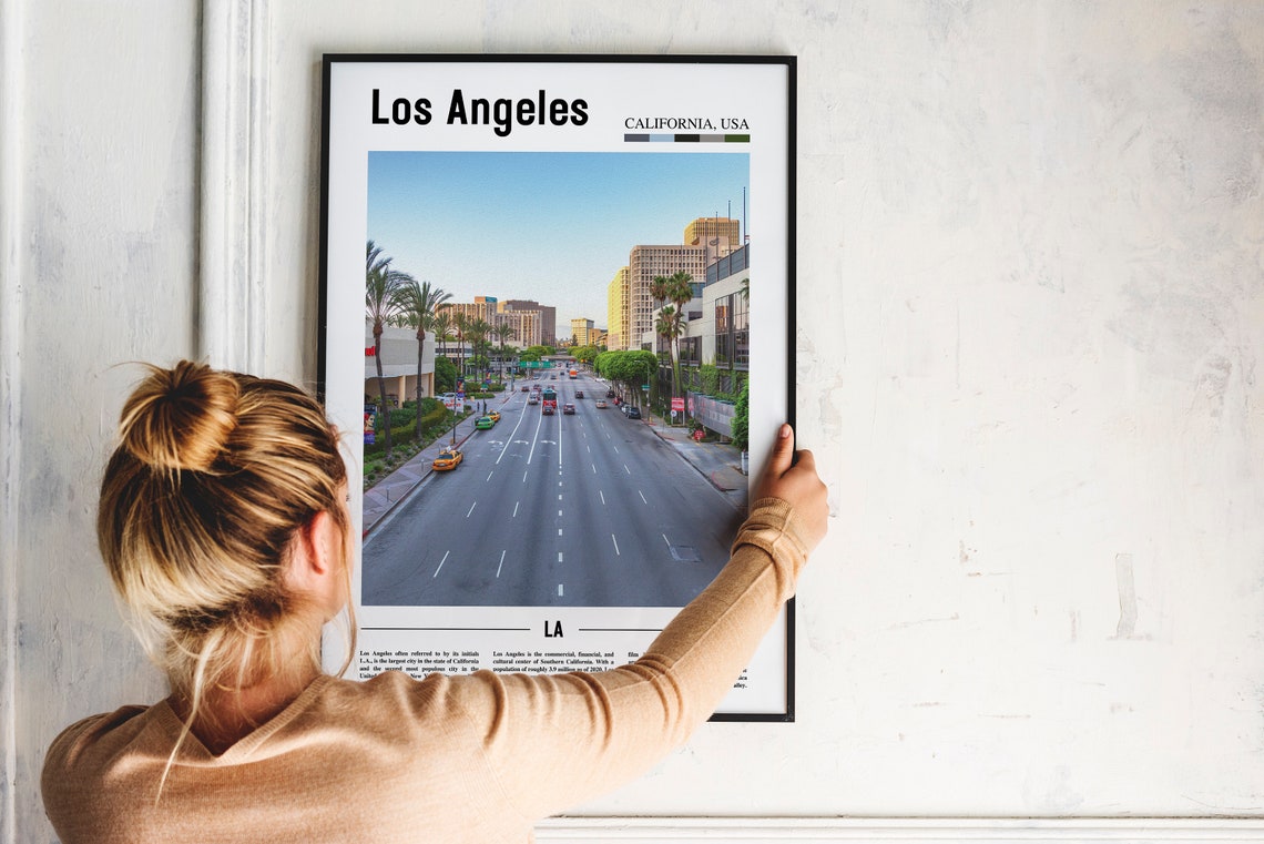 Los Angeles Print Los Angeles Poster Los Angeles Wall Art Oil Painting Poster Colorful City Print City Artwork Travel Artwork Travel Art - Image 4