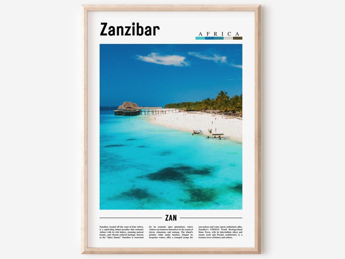 Zanzibar Poster Zanzibar Print Zanzibar Wall Art Minimal Travel Print Travel Destination Oil Painting Poster