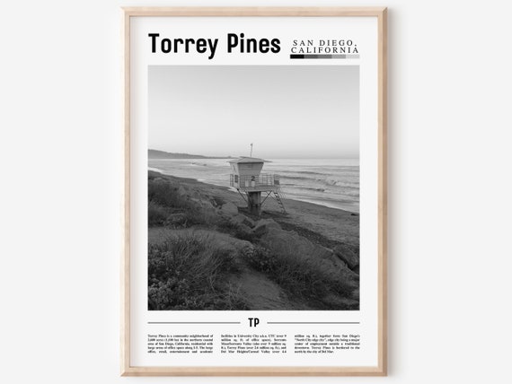 Torrey Pines Poster Black And White Torrey Pines Print Black And White Torrey Pines Wall Art Minimal Travel Print Travel Poster
