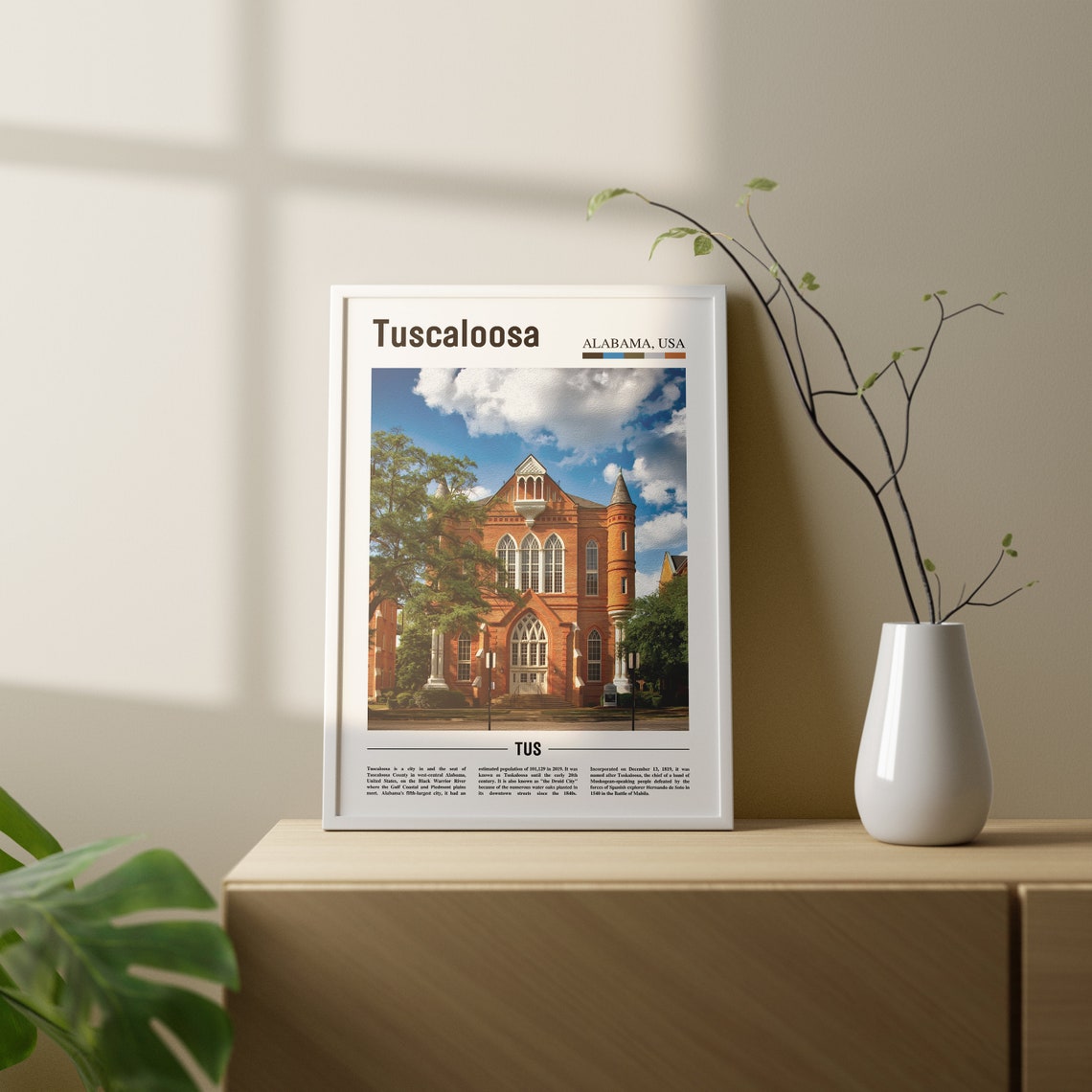 Tuscaloosa Print Tuscaloosa Poster Tuscaloosa Wall Art Oil Painting Poster City Print City Artwork Travel Artwork Travel Wall Art - Image 2