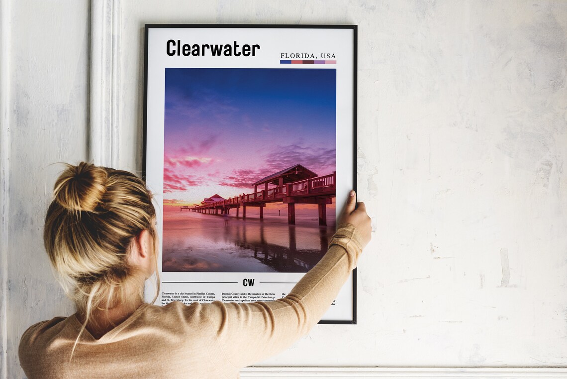 Clearwater Travel Poster, Colorful City Artwork - Image 4