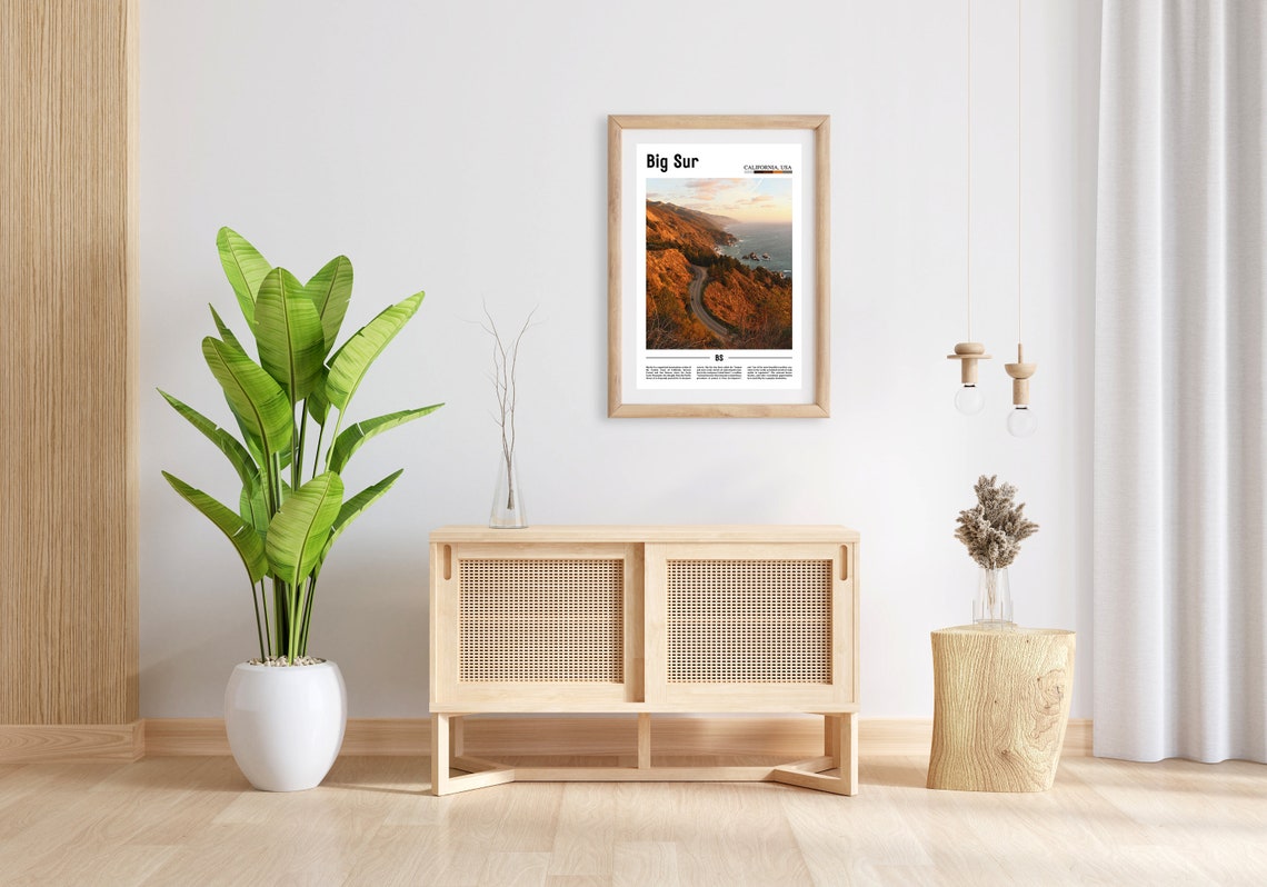 Big Sur Print Big Sur Poster Big Sur Wall Art Minimal Travel Print Minimal City Poster Travel Destination City Print Oil Painting Poster - Image 3