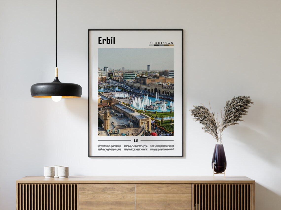 Erbil Poster Erbil Print Erbil Wall Art Minimal Travel Print Travel Destination Oil Painting Poster - Image 4