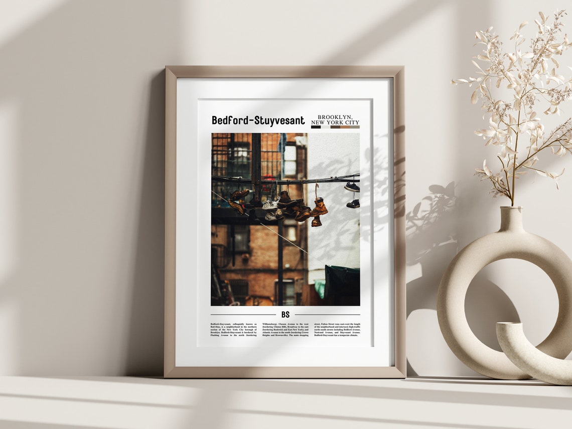 Bedford Stuyvesant Poster Bedford Stuyvesant Print Bedford Stuyvesant Wall Art Minimal Travel Print Oil Painting Poster - Image 2