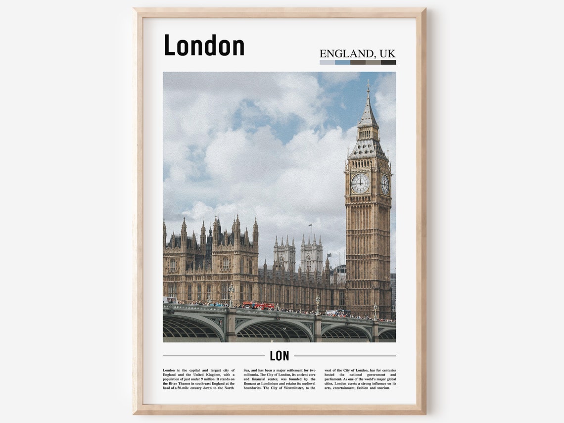 London Poster London Print London Wall Art Minimal Travel Print Minimal City Poster Travel Destination Oil Painting Poster
