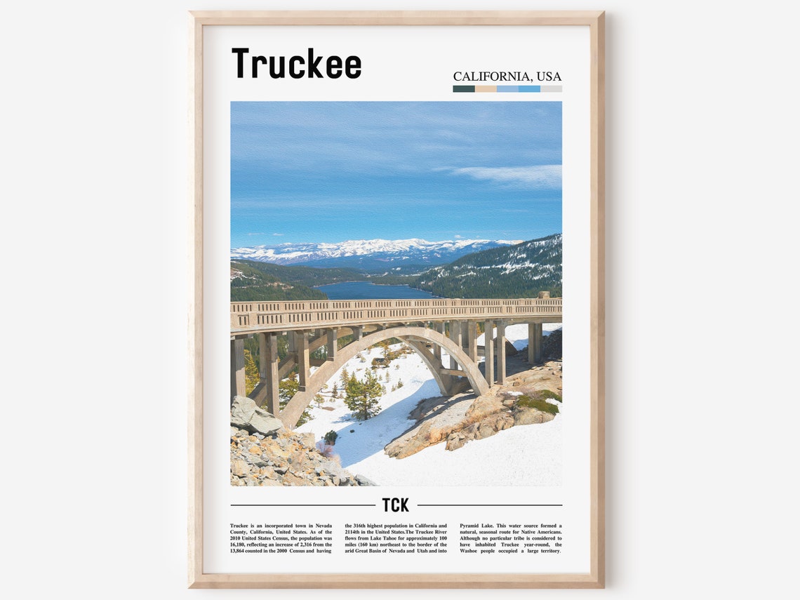 Truckee Print Truckee Poster Truckee Wall Art Oil Painting Poster Colorful City Print City Artwork Travel Artwork Travel Wall Art