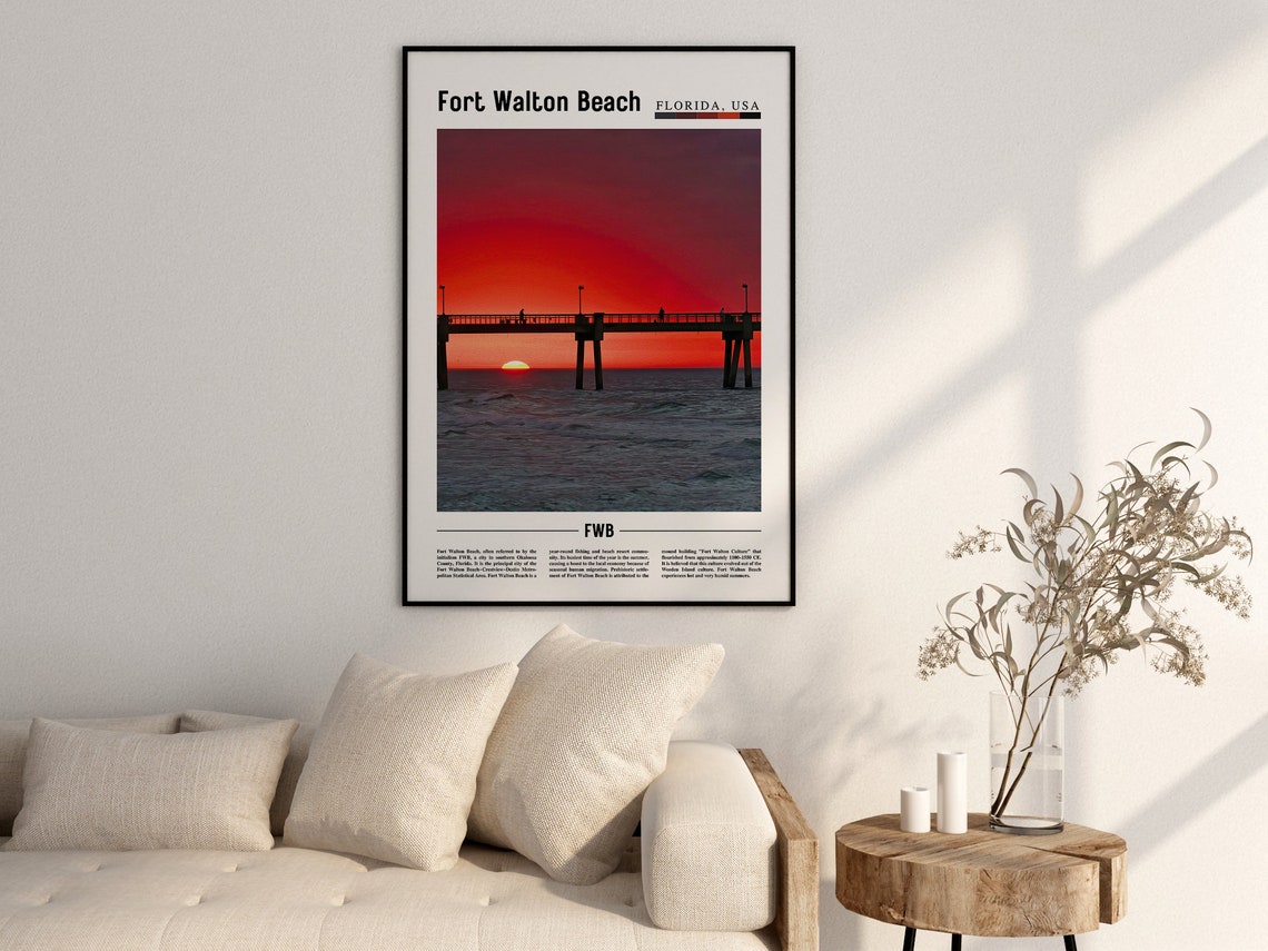 Fort Walton Beach Print Fort Walton Beach Poster Fort Walton Beach Wall Art Oil Painting Poster City Artwork Travel Artwork Travel Art - Image 2